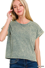 Washed Cotton Short Sleeve Top - Zenana