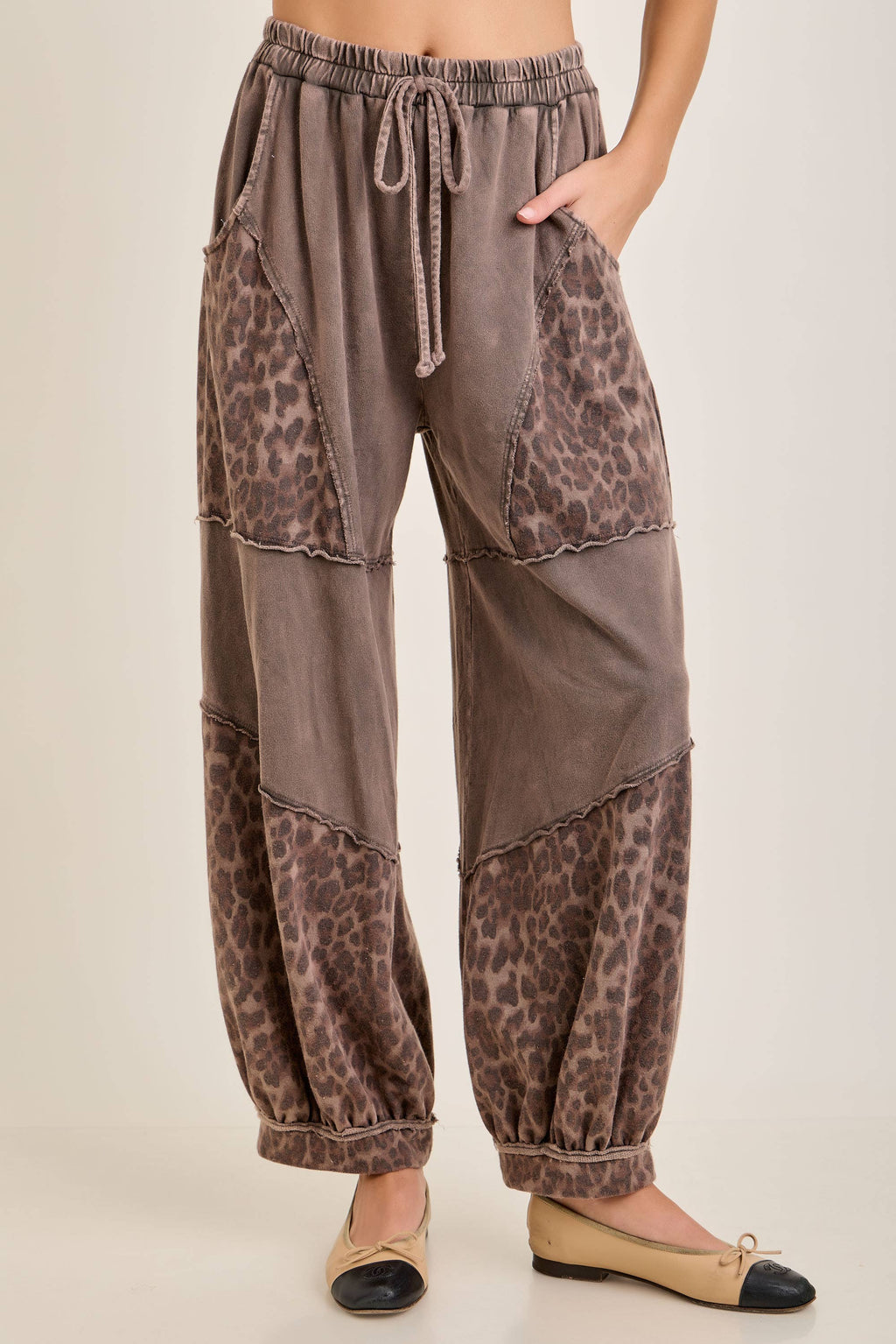 Mineral Washed Cheetah Leopard Balloon Lounge pants HP6948