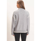 Blanket Stitch High Neck Sweater
