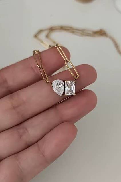 18K STAINLESS STEEL TARNISH FREE RHIN NECKLACE | 40NK9634