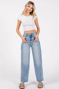 P1305X-LM SIDE SEAM DETAILING HIGH RISE COMFORT BARREL JEANS