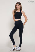 Double Layer Effect Crop Tank Top & Leggings Seamless Set