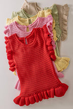 12W3640N-Ruffled Sweater Knit Top
