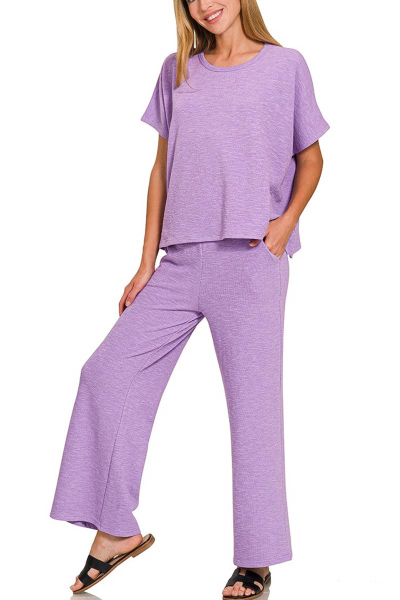 Cotton Slub Top And Pants Set