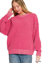 Exposed Seam Drop Shoulder Oversized Sweater
