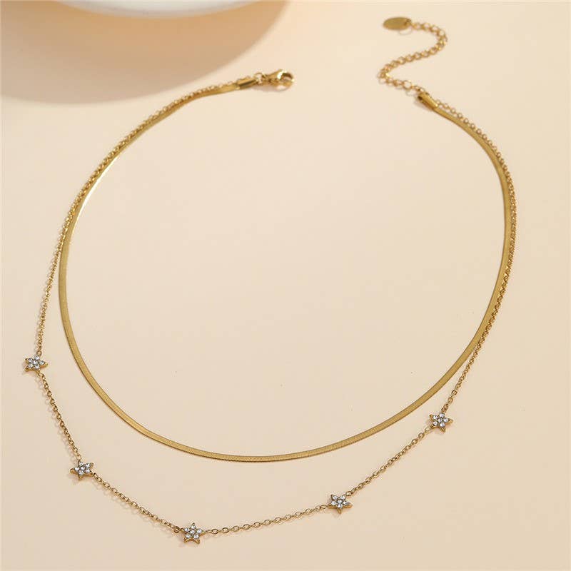 18K STAINLESS STEEL TARNISH FREE LAYERED NECKLACE | 40NK9686