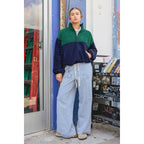 Fleece Color Contrast Half Zip Pullover