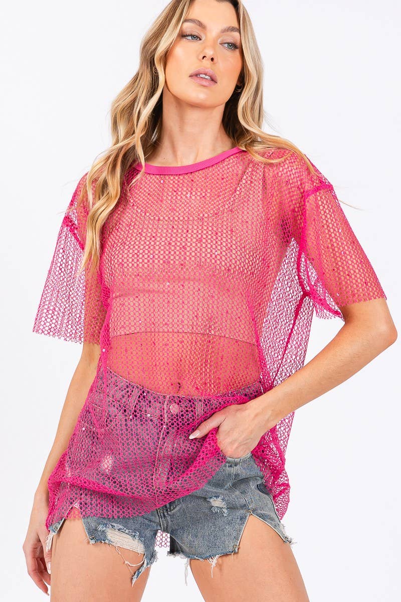 SPARKLE FISHNET TOP
