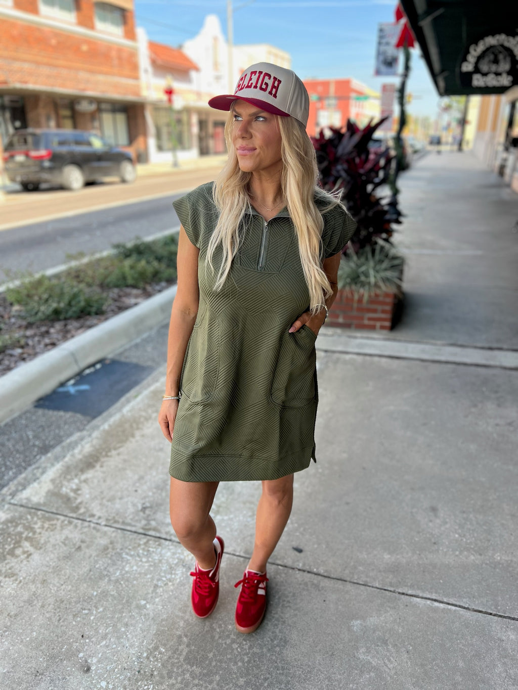 Collar Zipper Pocket Loose Dress