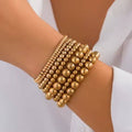 CLASSIC MULTI BALL CHAIN BEAD STRETCHABLE BRACELET | 40B5203