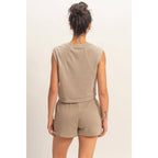 Burnout French Terry Sleeveless Top & Shorts Set
