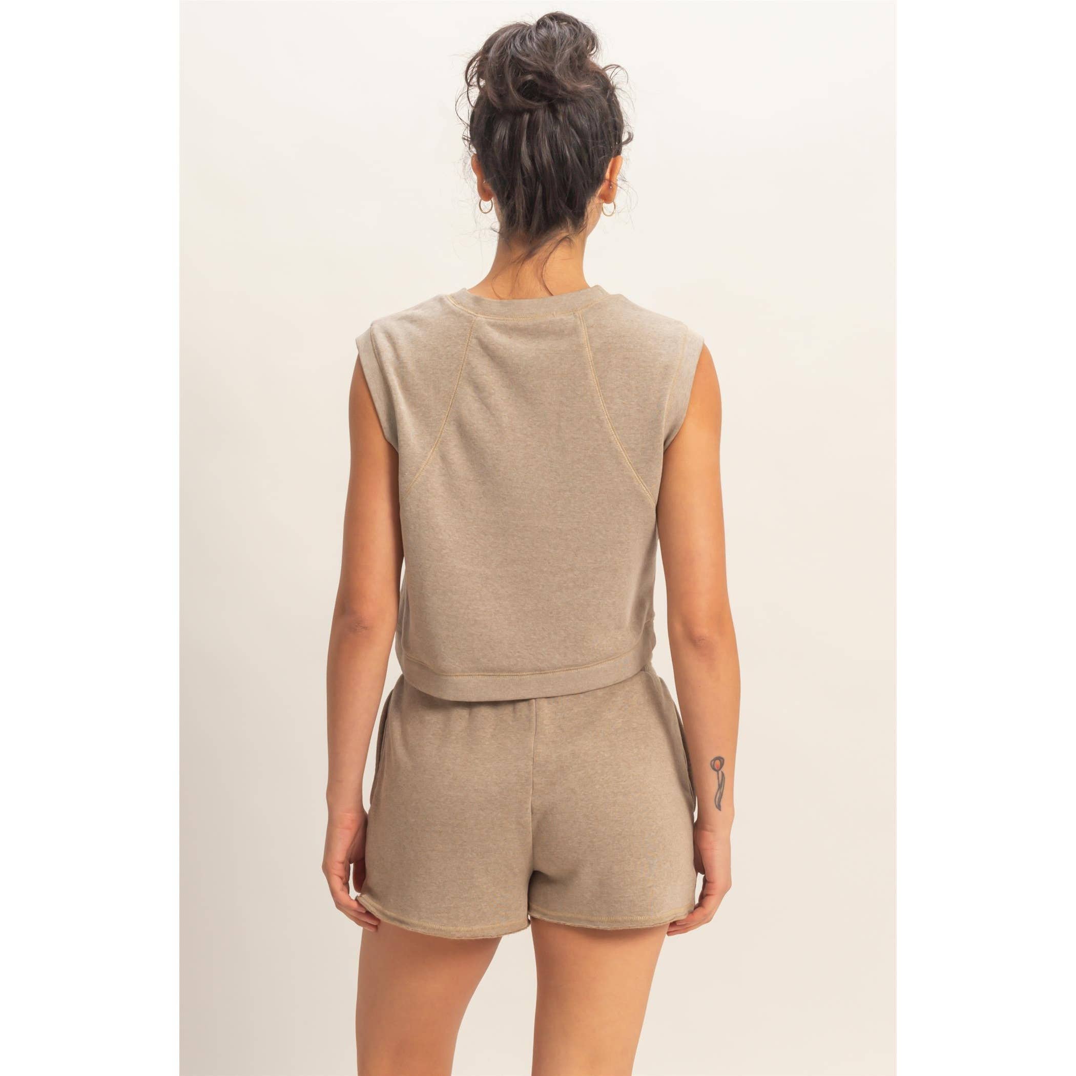 Burnout French Terry Sleeveless Top & Shorts Set