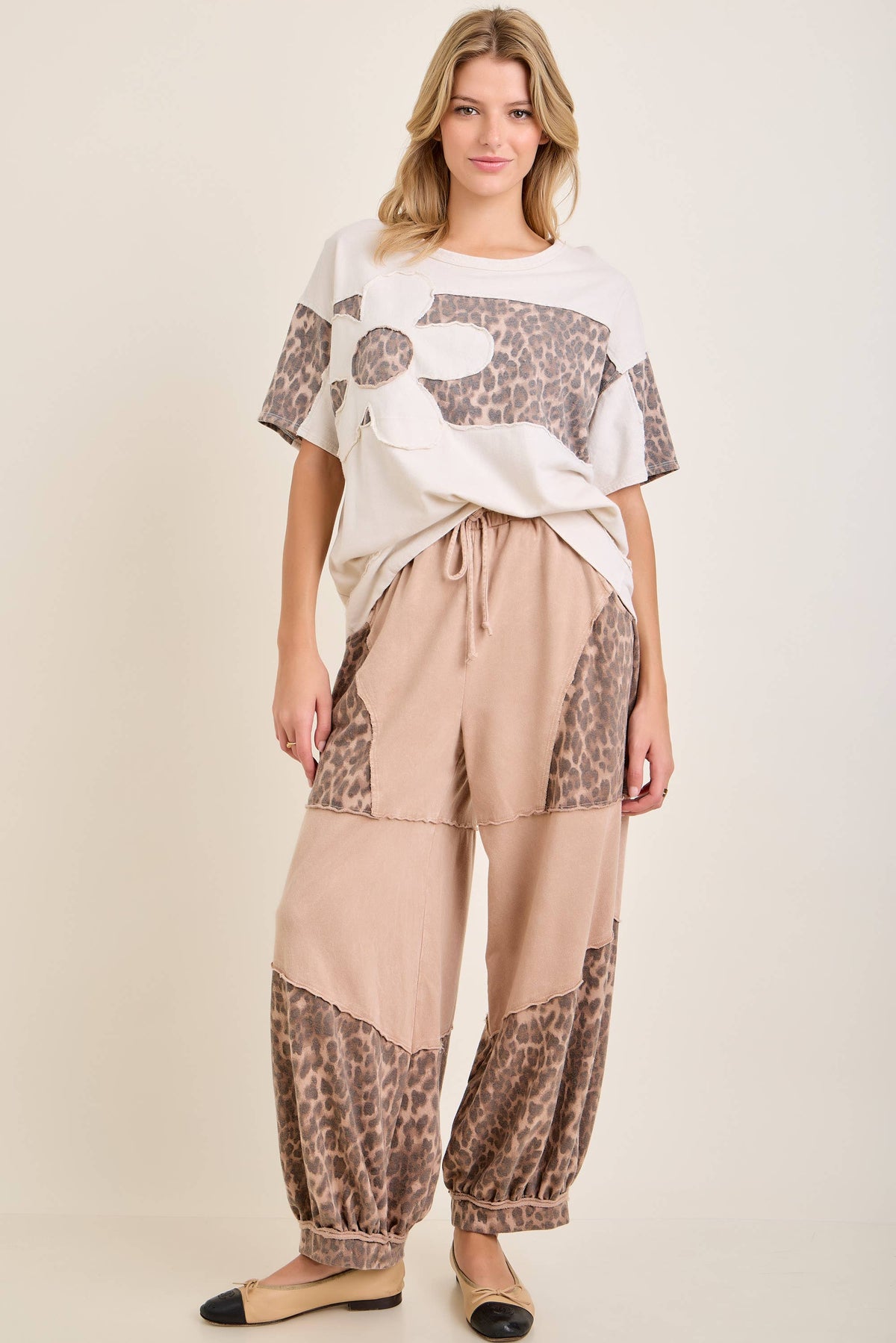 Mineral Washed Cheetah Leopard Balloon Lounge pants HP6948