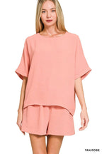 Woven Airflow Top And Shorts Set