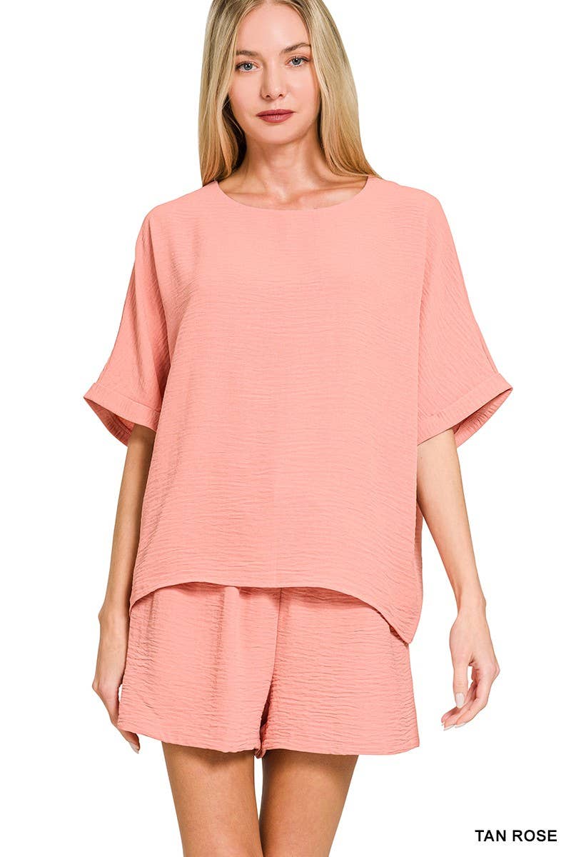 Woven Airflow Top And Shorts Set