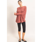Chenille Boat Neck Dolman Sleeve Sweater