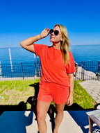 Kinsey Ribbed Loose Fit Tee and Shorts Set