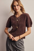 Fuzzy V-Neck Knit Top FSW0105