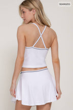 X-Back Cami Top & Flared Mini Skort Seamless Knit Set