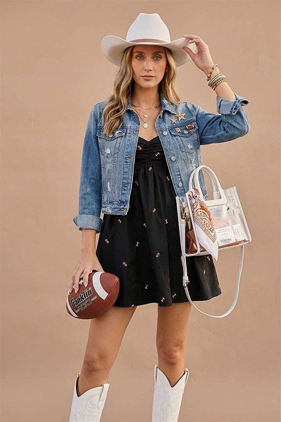 Game Day Puff Sleeve Babydoll Football Dress