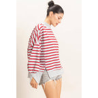 Striped Mock Neck Sweatshirt