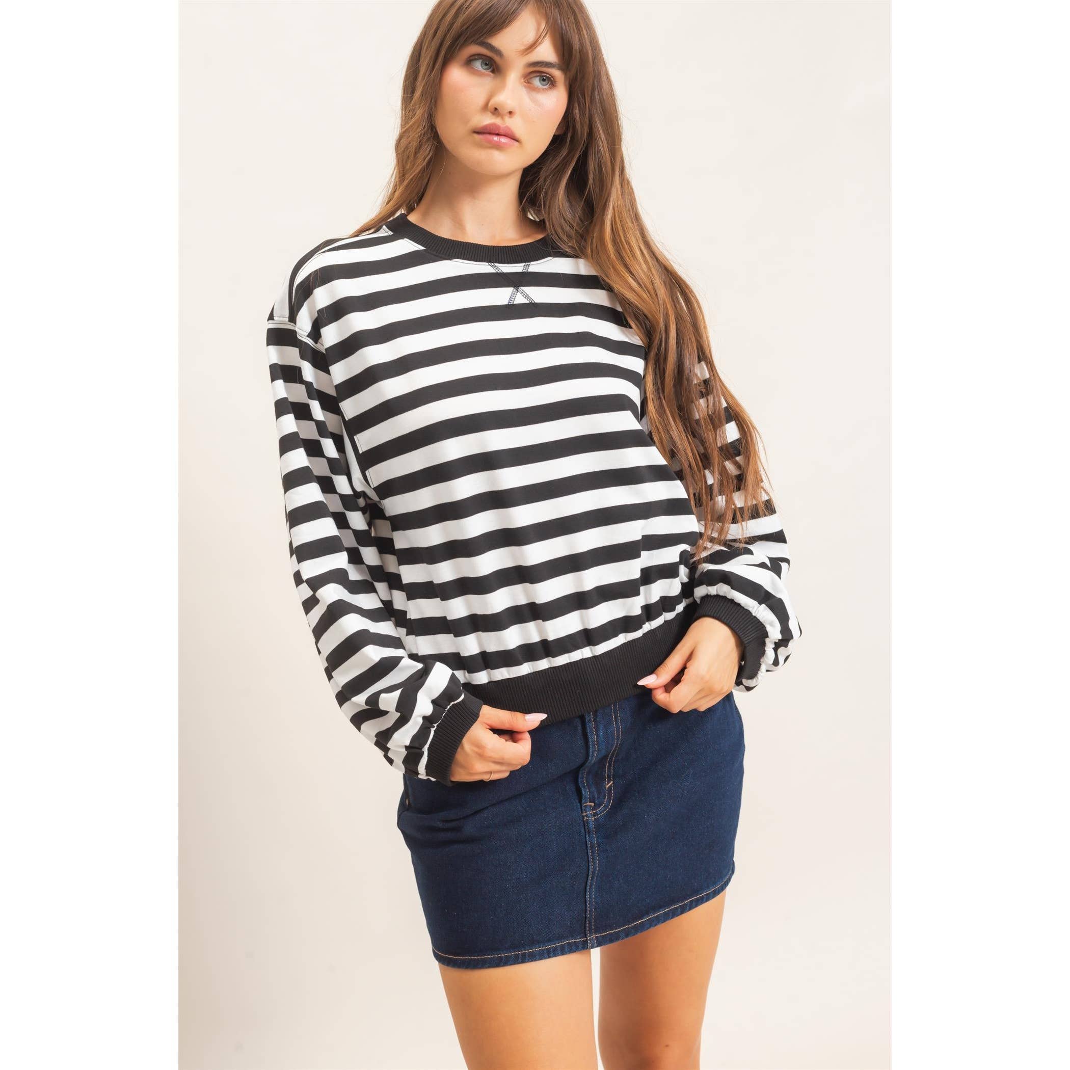 Striped Crew Neck Sweatshirt