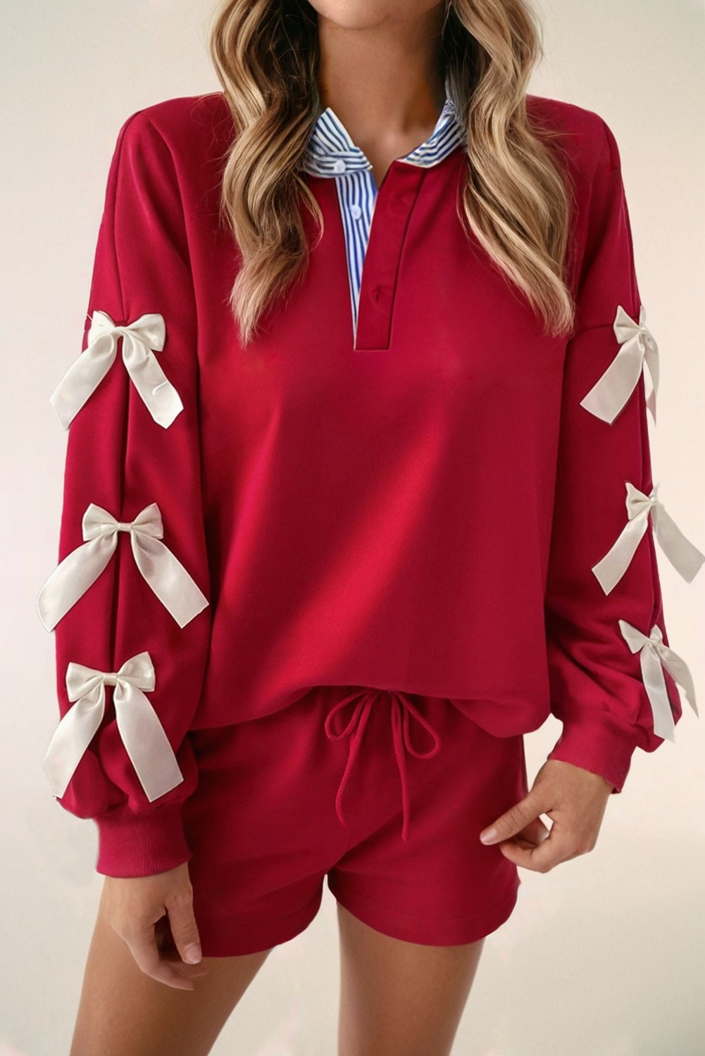 Bow + Stripes Shorts Set