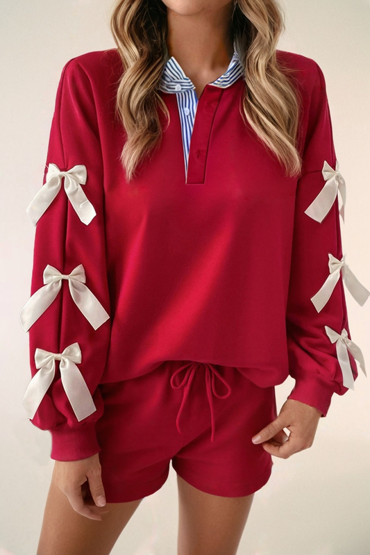 Bow + Stripes Shorts Set