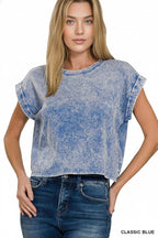 Washed Cotton Short Sleeve Top - Zenana