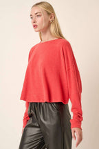 H14455-BRUSHED HACCI OVERSIZE RUCHED BACK TOP