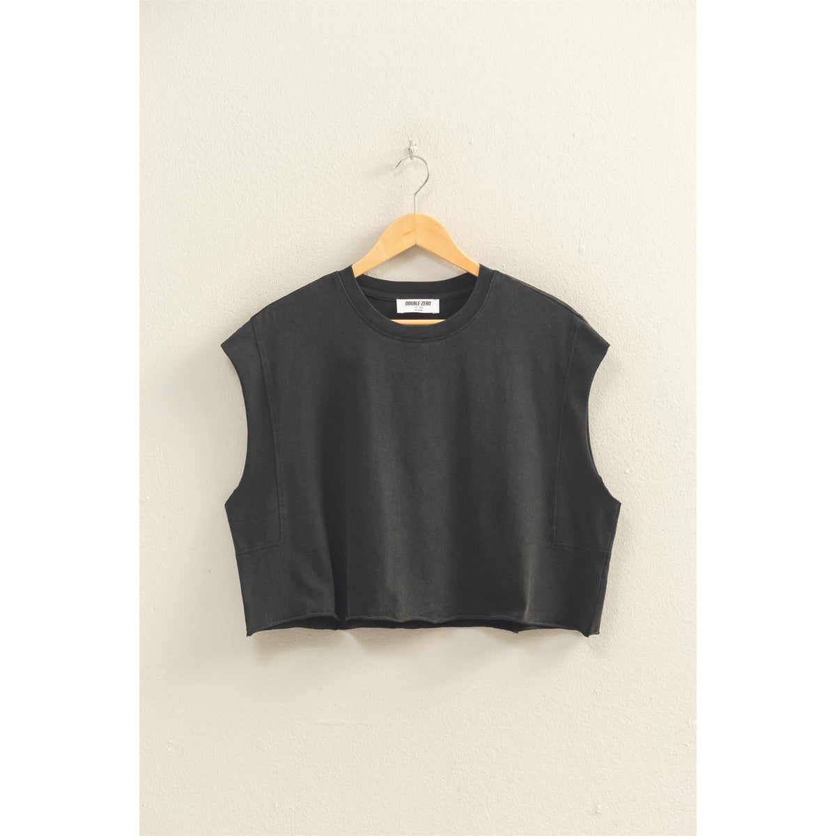 Crew Neck Boxy Sleeveless Cropped Top