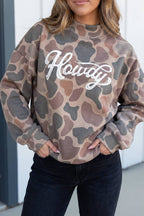 LAS Western Camo Mock Neck Howdy Oversized Sweatshirt (S-XL)