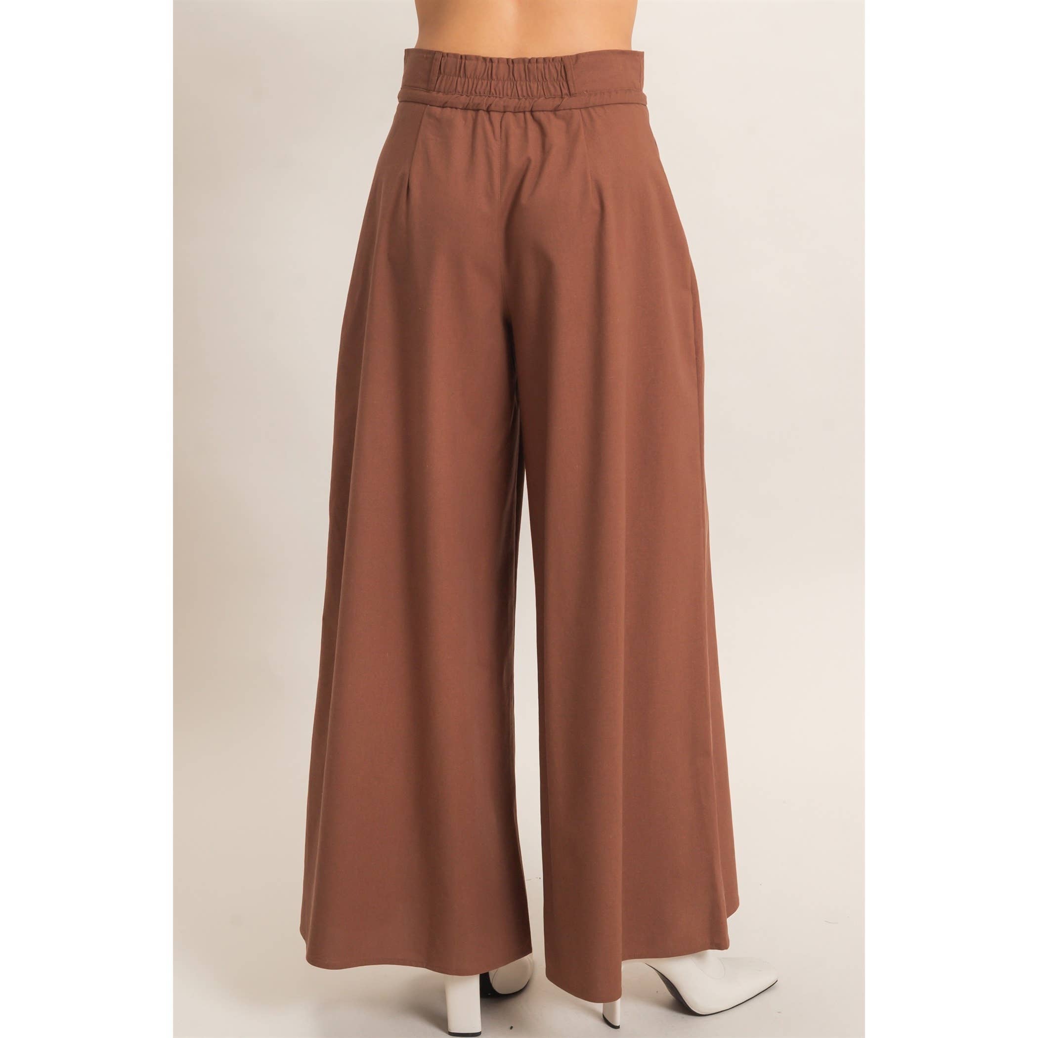 High-Waisted Pintuck Trousers
