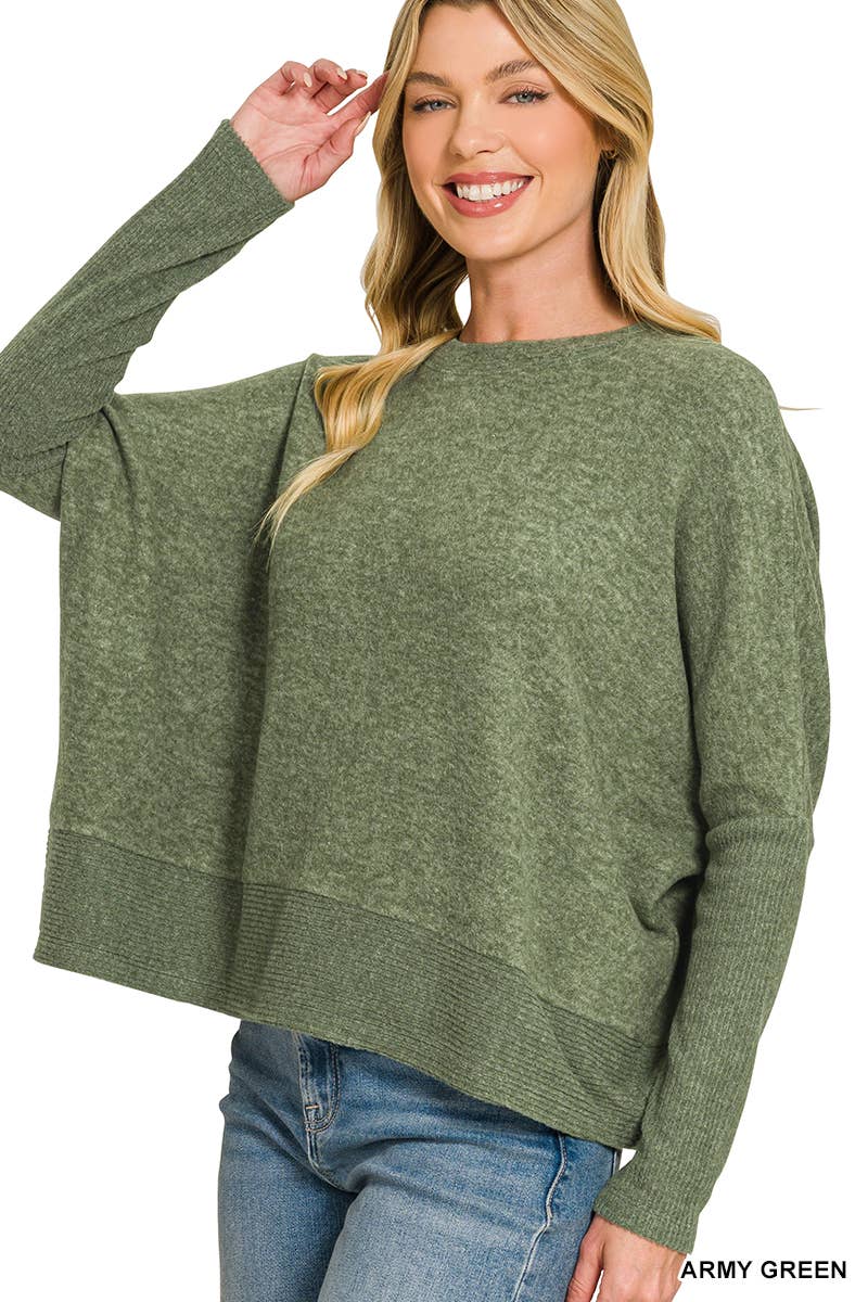 Brushed Melange Hacci Dolman Sleeve Sweater