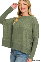 Brushed Melange Hacci Dolman Sleeve Sweater