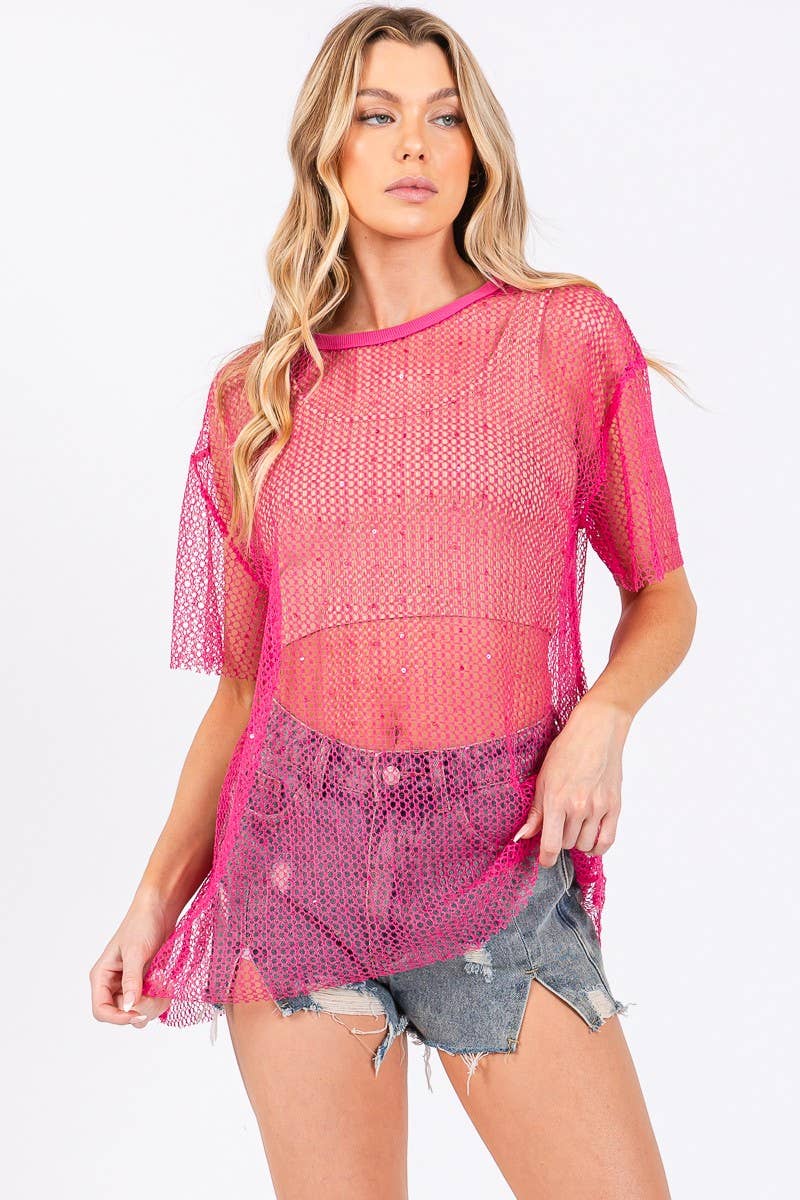 SPARKLE FISHNET TOP