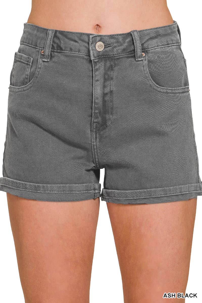 5 Pockets Cuffed Shorts - Zenana