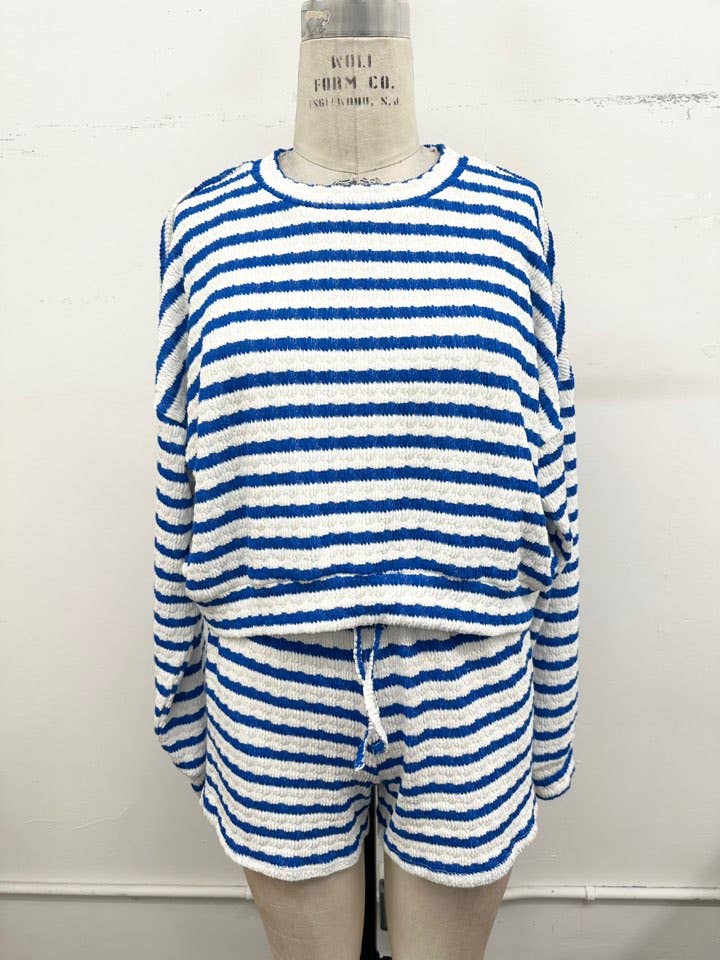 Cozy Stripe Lounge Short  Set