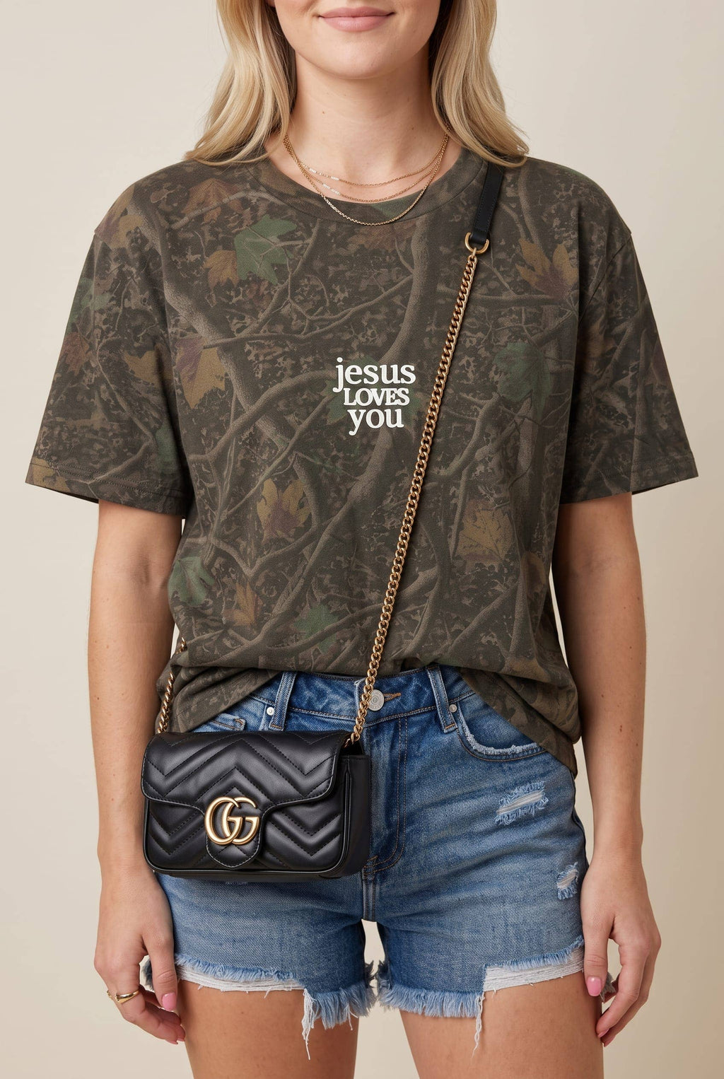 Jesus Loves You -mini-  Dark Camo Shortsleeve