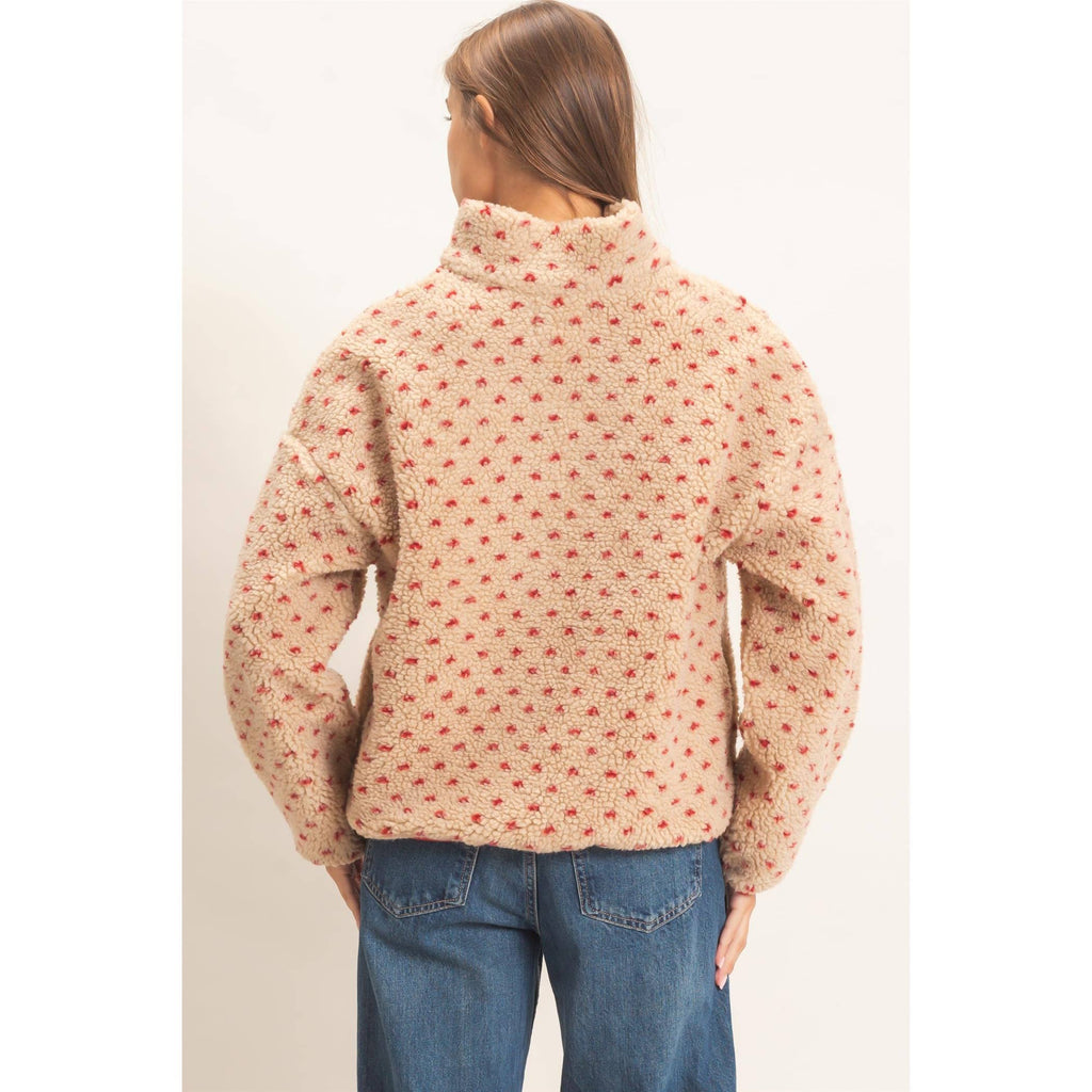 Polka Dot Sherpa Half-Zip Pullover