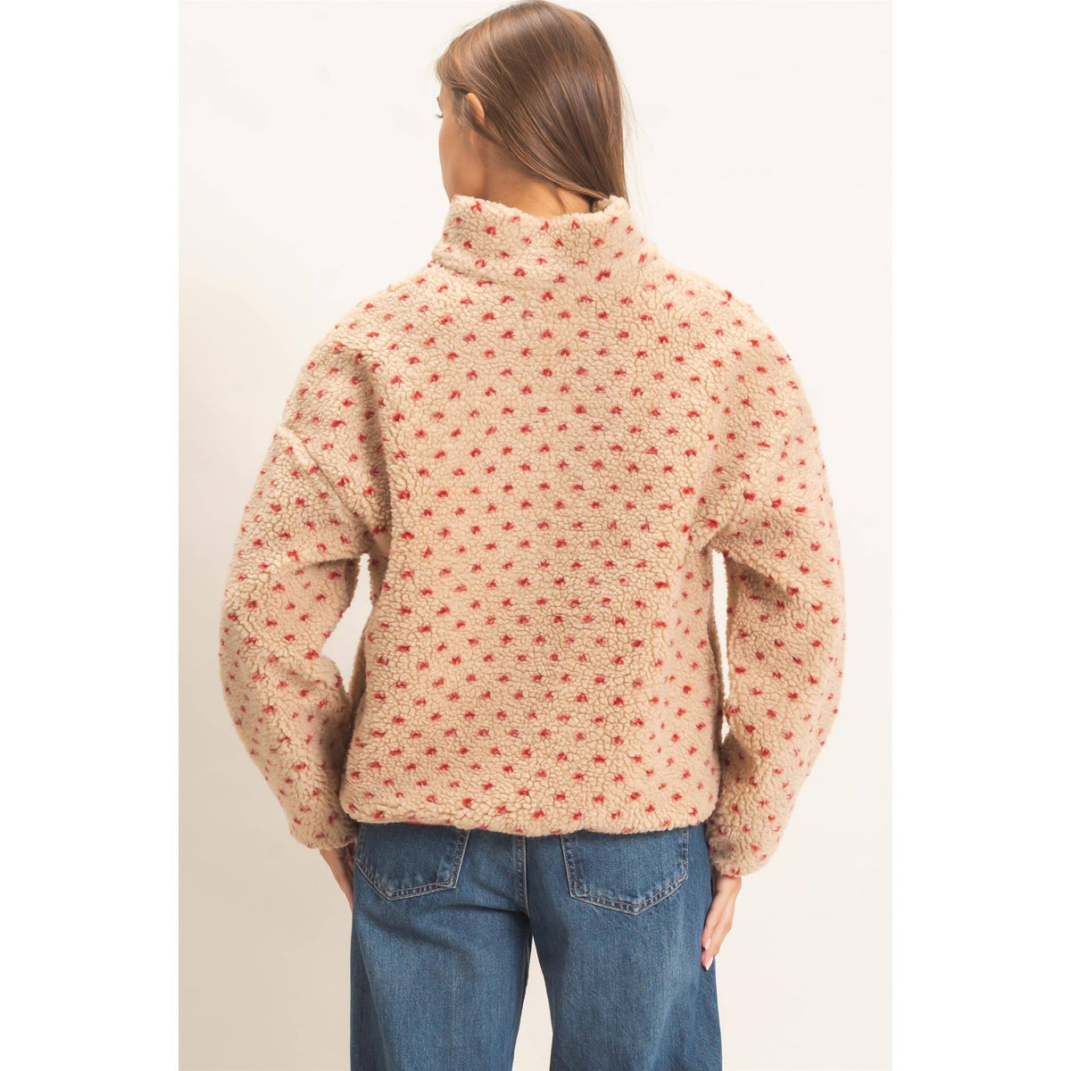 Polka Dot Sherpa Half-Zip Pullover
