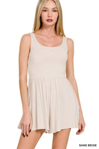 Double Layered Tank Romper W/ Pockets - Zenana