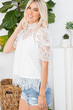LACE BLOUSE WITH HIGH NECKLINE  TOP