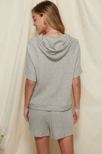 SET10016-RIB PULLOVER WITH SHORTS SET