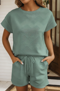 Seafoam Textured Short Sleeve Top + Shorts Set
