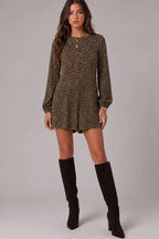 NP71141-Leopard Print Long Sleeve Romper