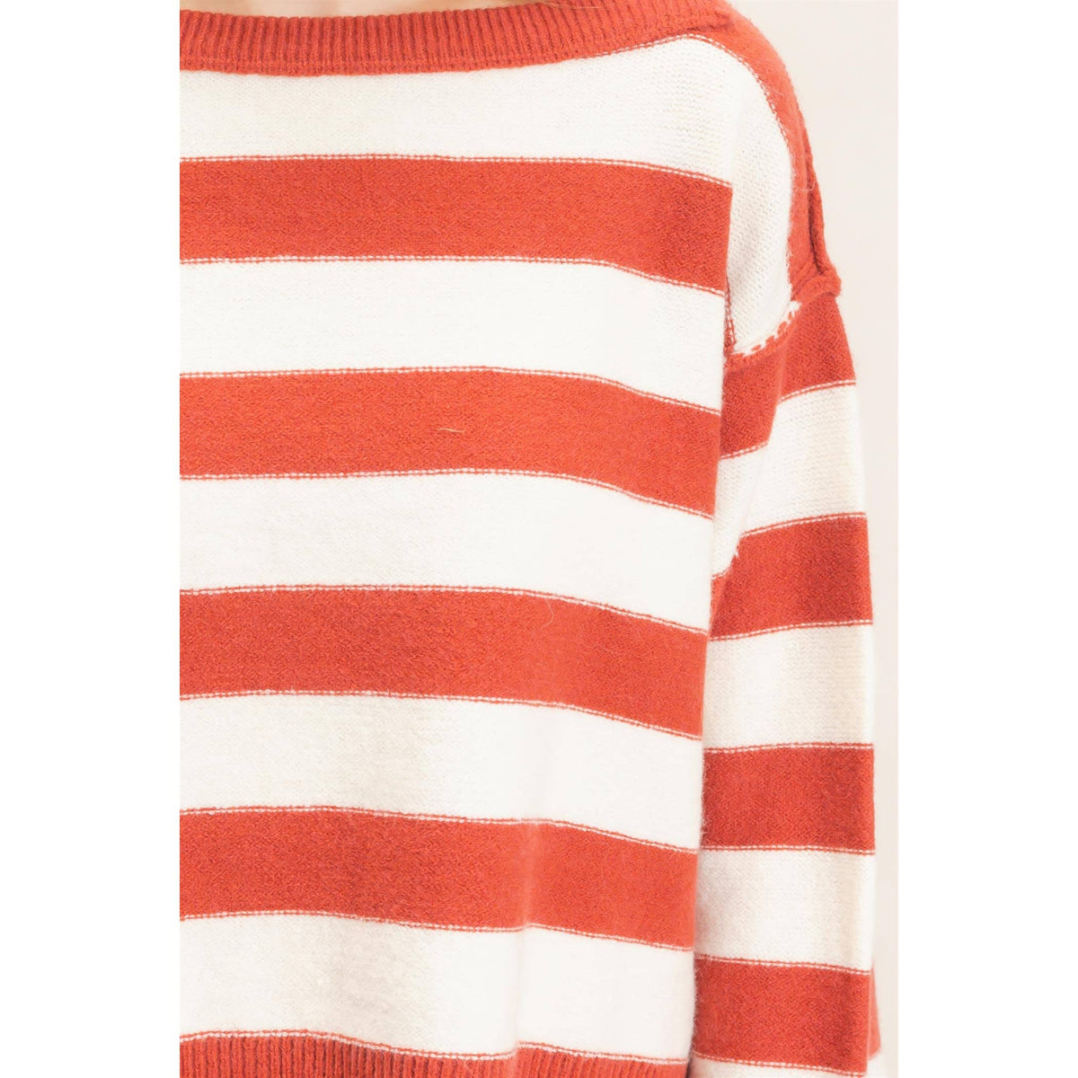 Striped Boat Neck Knit Sweater