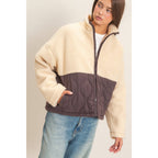 Quilted Sherpa Zip Up Jacket