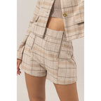 Plaid Twin Zipper-Detail Shorts