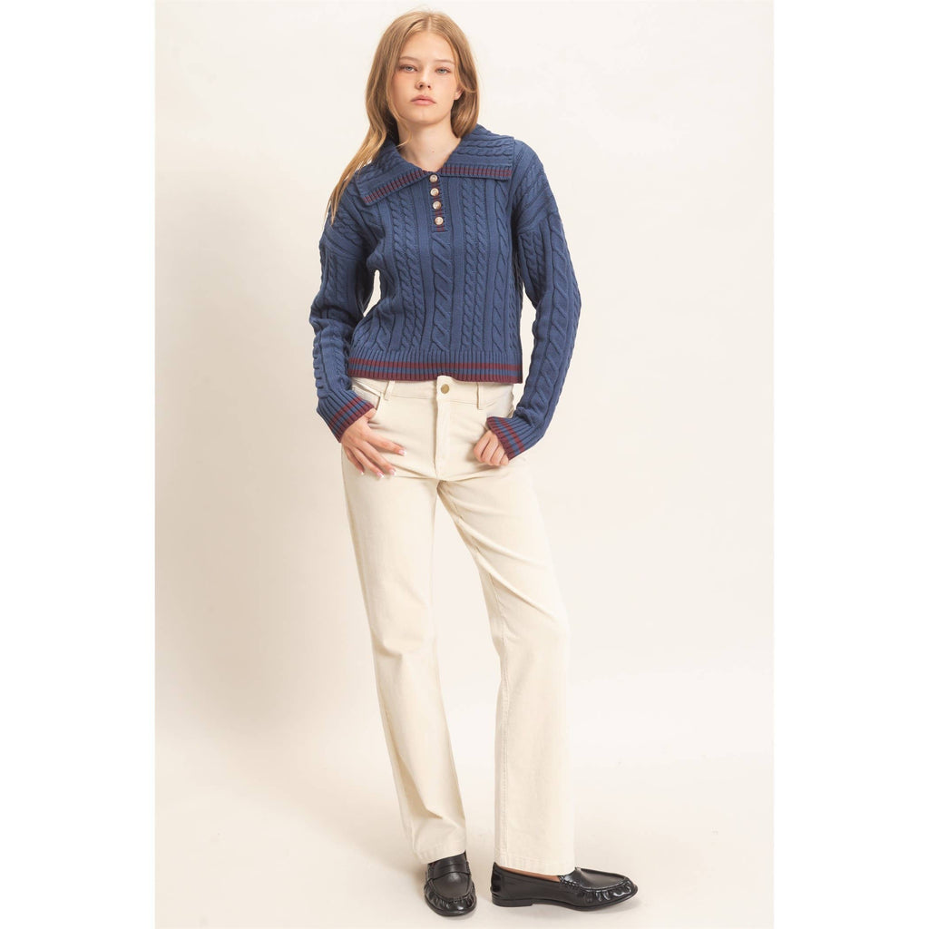 Cable Knit Collar Sweater
